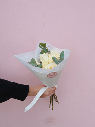 Ivory Roses and Eucalyptus
