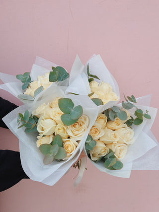 Ivory Roses and Eucalyptus