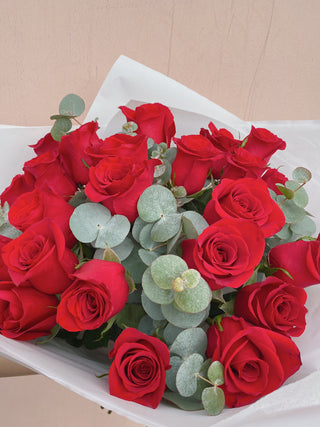 Valentine's Day Red Rose + Eucalyptus Bouquet (Pre-Order + Collect)