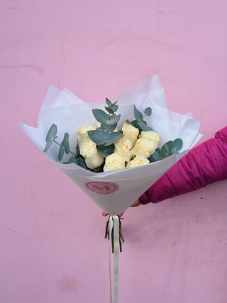 Mother's Day Ivory Rose + Eucalyptus Bouquet (Pre-Order + Collect)