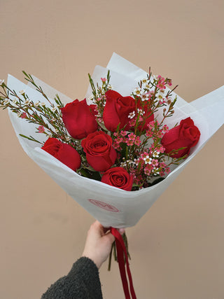 Red Roses And Waxflower