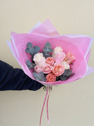 Mother's Day Pastel Rose + Eucalyptus Bouquet (Pre-Order + Collect)