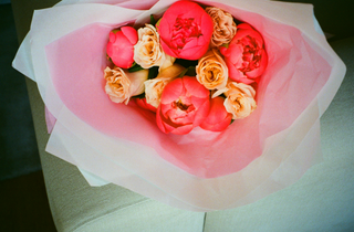 Coral Peony and Peach Rose Bunch U.K.